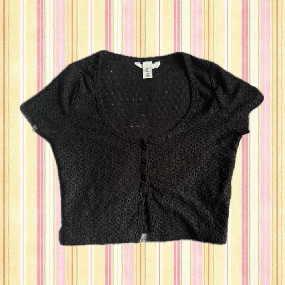 H&M Black Eyelet Crop Top